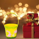 Easter Storage Bucket Basket Tote Bags Round Cartoon Portable Kids Festival Gift