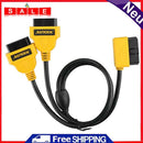AUTOOL OBD2 OBD II 90 Angled 16Pin Male to Dual Straight Female & Splitter Cable