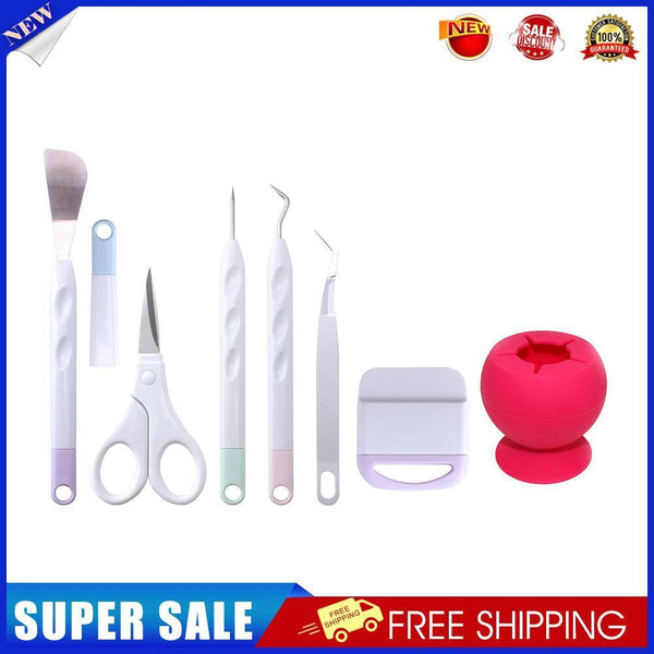 7x Vinyl Weeding Tools Silhouettes Scraper Tweezers Scissor Craft (Red)
