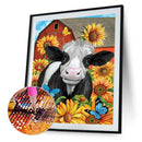 5D DIY Diamond Drawing Kits Full Round Drill Sunflower Cow Wall Decor (B5079)
