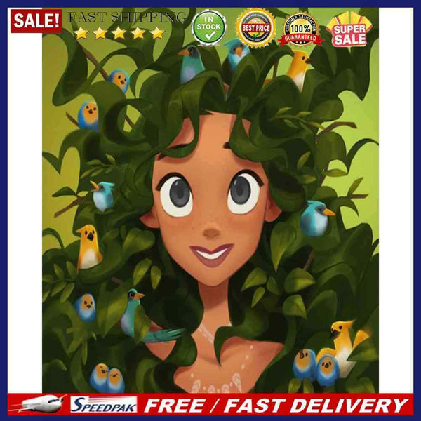Hand Painted Oil Paint By Numbers Girl Birds Digital Drawing On Canvas Home Art