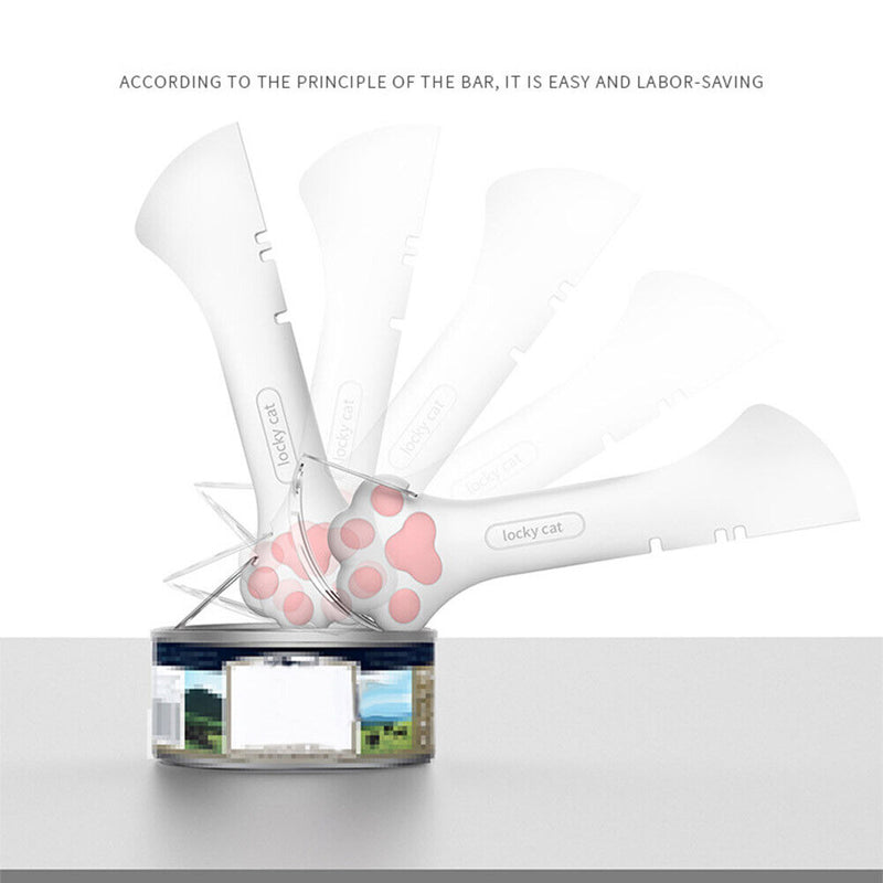 Multifunction Pet Canned Spoon Jar Opener Cat Dog Food Scoop Feeder (White)