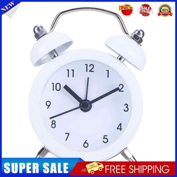 Mini Cartoon Dial Number Round Desk Children Metal Alarm Clock(White)
