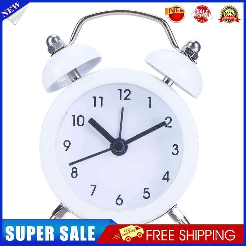 Mini Cartoon Dial Number Round Desk Children Metal Alarm Clock(White)