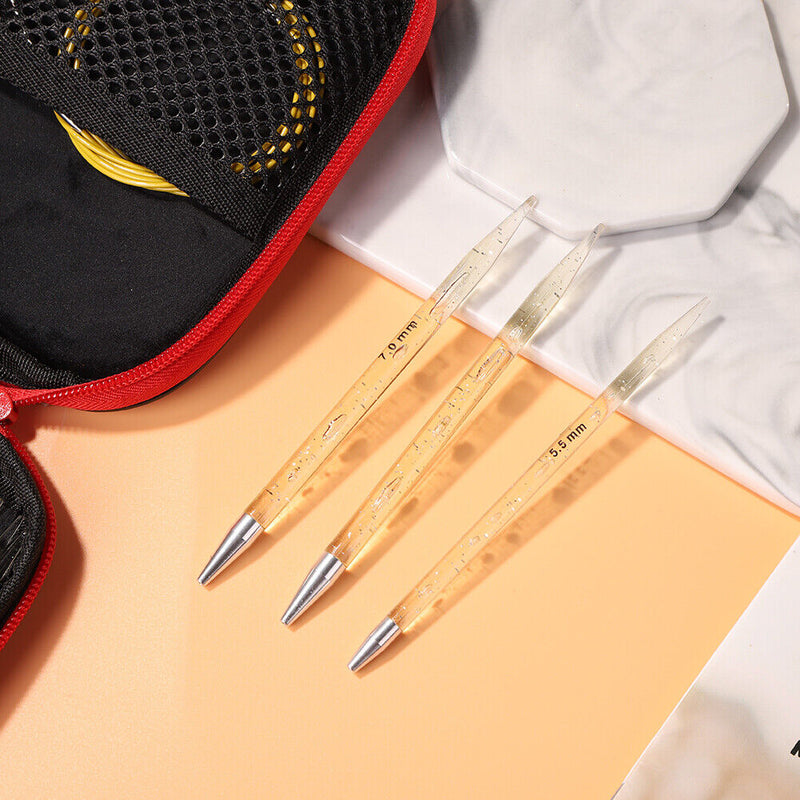 11 Pair Crochet Hook Circular Knitting Needles Set with Case DIY Art Crft Newly