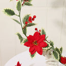 Red Berries Christmas Flower Garland Holly Leaves Rattan Home Decoration