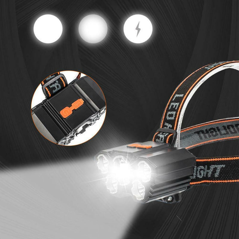 Head Torch Super Bright Headlight LED Rechargeable 5 Lights