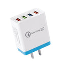 4 USB Travel Charger 3A Fast Charging Charger US Plug Adapter (Sky Blue) Newly