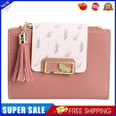 Tassels Women Short Wallet PU Leather Clutch Card Bag Female Purse (Pink)
