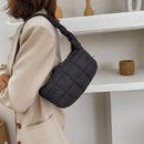 Fashion Women Solid Color Lattice Shoulder Bag Autumn Winter Small Underarm Bags