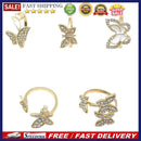 1set Korean Rhinestone Butterfly Ring Simple Lady Opening Finger Rings Jewe