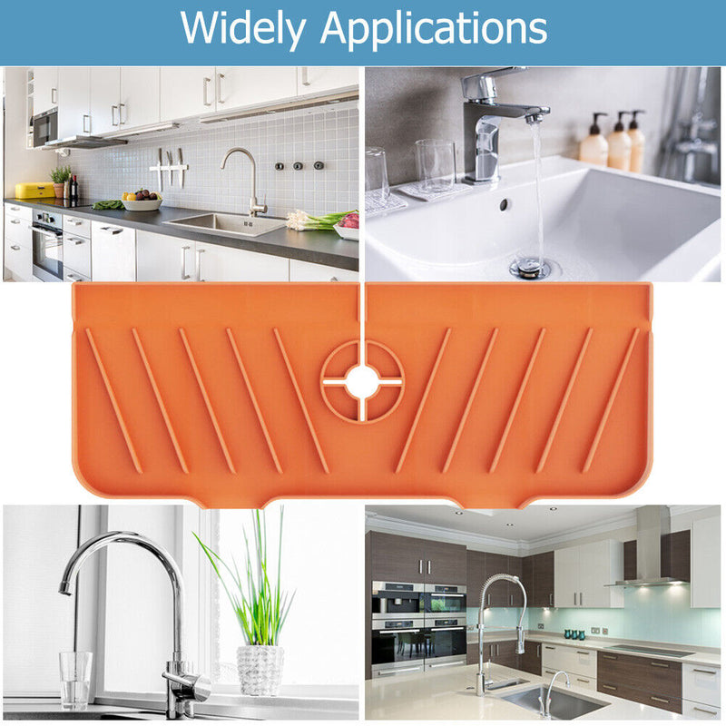 Mat Sink Splash Guard Water Catcher Drying Pads for Kitchen (Orange)
