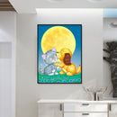 5D DIY Diamond Painting Full Moon Cat Dog Full Round Rhinestone Wall Drawing Kit