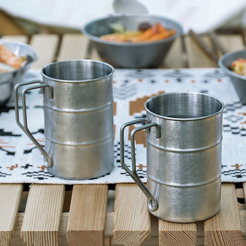 Outdoor Stainless Steel Cup Industrial Style Portable Travel Camping Retro Mug