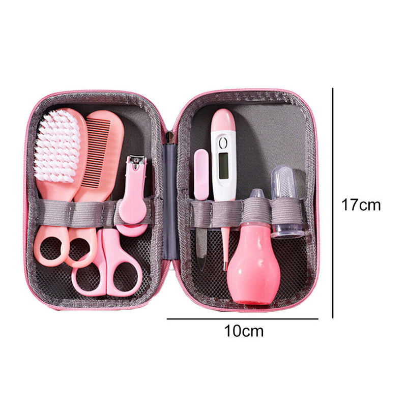8pcs Newborn Care Kit Nail Thermometer Grooming Clipper Scissors (Pink) Newly