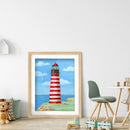 5D DIY Full Drill Round Shape Lighthouse Rhinestone Diamond Drawing for Home