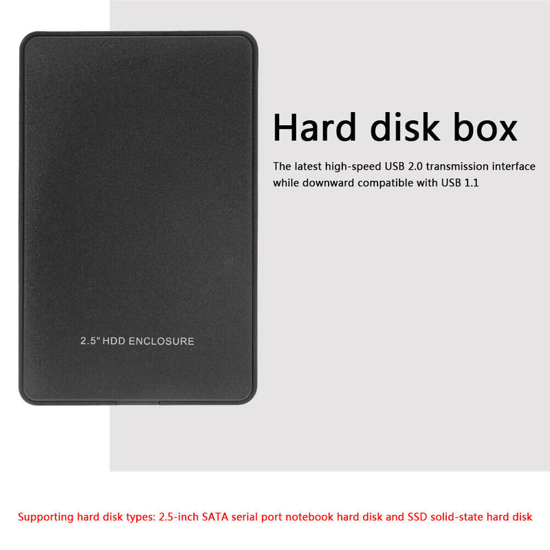 2.5 inch USB2.0 SATA Mobile Hard Disk Case External SSD Box Support 2TB