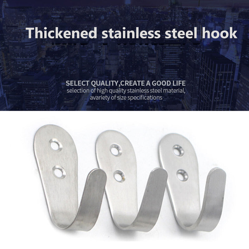Stainless Steel Door Hook Set with Screws Clothes Hat Wall Hanger (1.5mm)