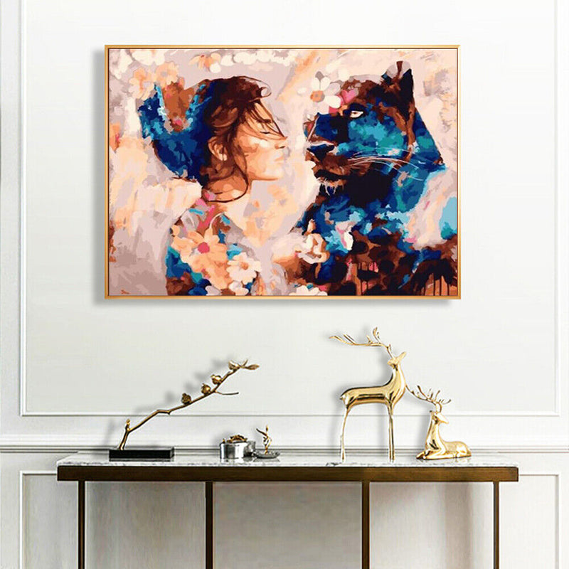 DIY Digital Picture Girl and Beast Frameless Painting By Number Set Handicraft