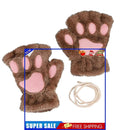 Cat Paw Gloves Durable Plush Cat Paw Fingerless Gloves (Light Coffee)