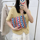 Ethnic Style Women Canvas Print Envelope Wristlet Bag Purse Handbag (Pink)