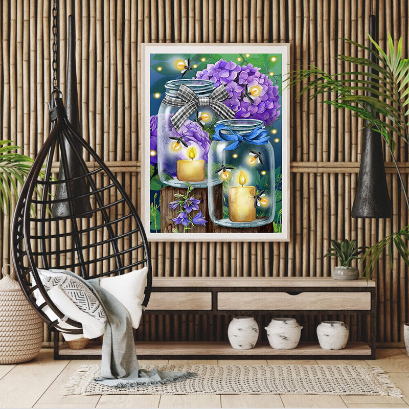 Firefly Glass Bottle Oil Paint By Numbers DIY Canvas Wall Art Picture Home Cr