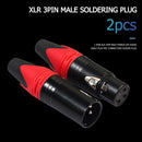 1 Pair XLR 3Pin Male Female DIY Audio Cable Connectors Solder Plug (Red) Newly