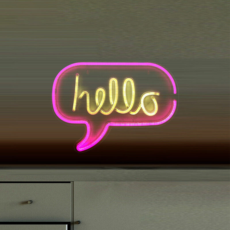 Neon Light Sign LED USB Tabletop Night Lamp Room Home Party Decor (Hello)