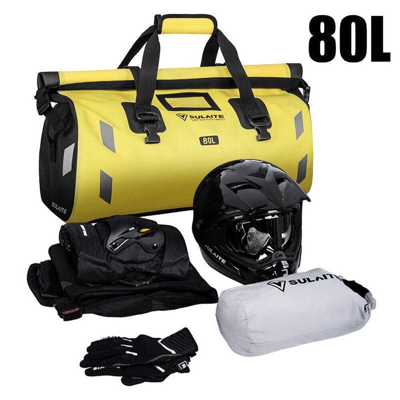 SULAITE Waterproof Motorcycle Tail Bag Rear Seat Riding Backpack (Yellow)