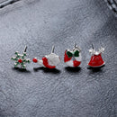 Jewelry Santa Deer 8Pcs/Set Gift Christmas Tree Snowflake Xams Stud Earrings