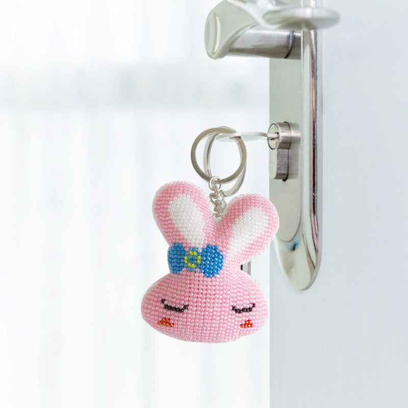 Full Beaded Cute Rabbit Cross Stitch Key Chain Embroidery Handicraft Pendant Kit