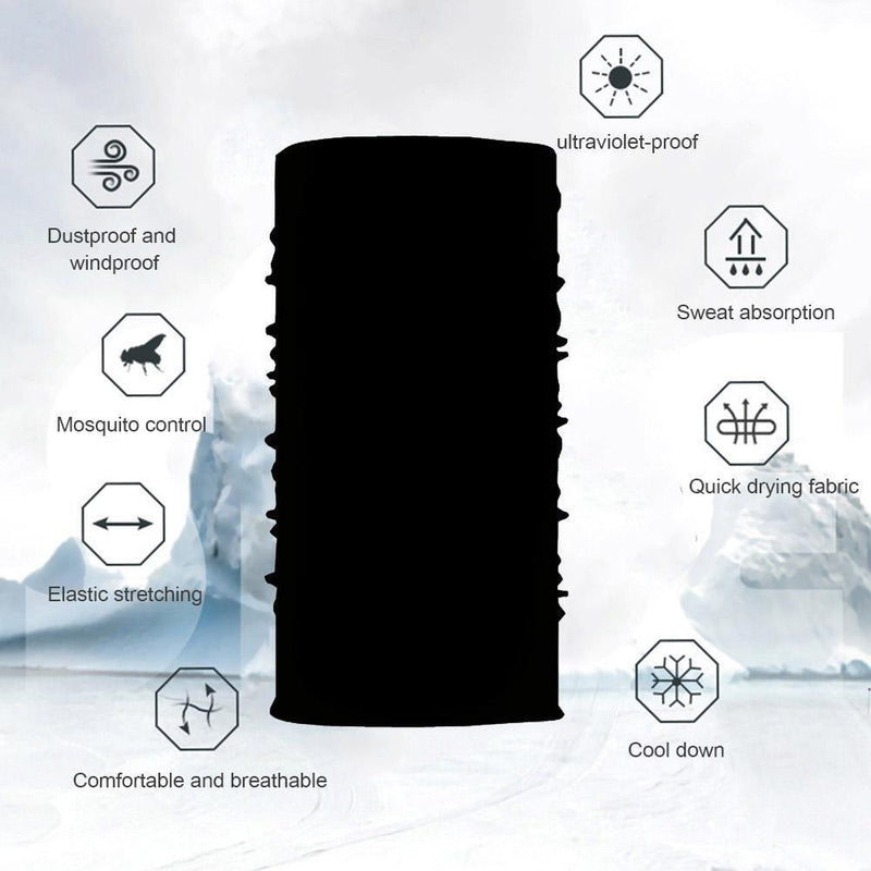 Cycling Camping Neck Tube Scarf Outdoor Gaiter Bandana Headband (Black)