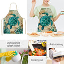 Kitchen Linen Apron Sea Turtle Print Home Restaurant Cooking Baking Bibs