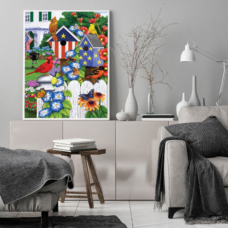 Flower Bird Oil Paint By Numbers DIY Canvas Wall Art Picture Craft Home Decor