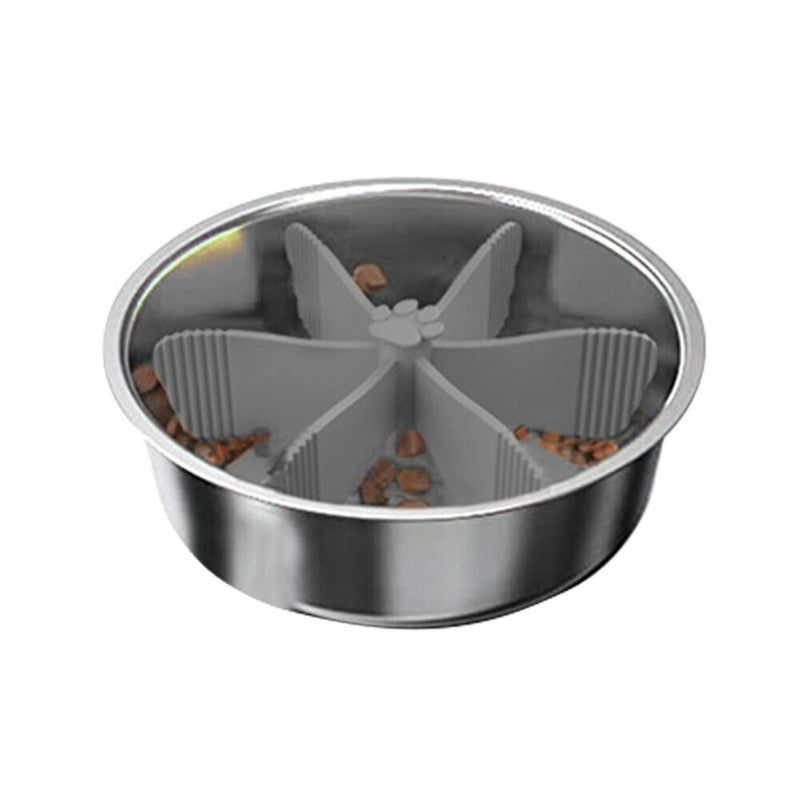 Pet Dog Feeding Food Bowl Rotating Slow Down Eating Feeder Dish Bowl (Grey)