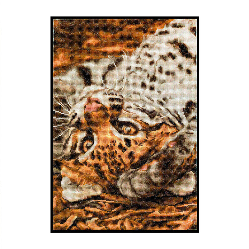Full Embroidery Stamped Baby leopard DIY 11CT Eco-Cotton Thread Cross Stitc