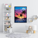 Frameless Oil Paint By Numbers DIY Beach Sunset Picture Craft Kit for Bedroom