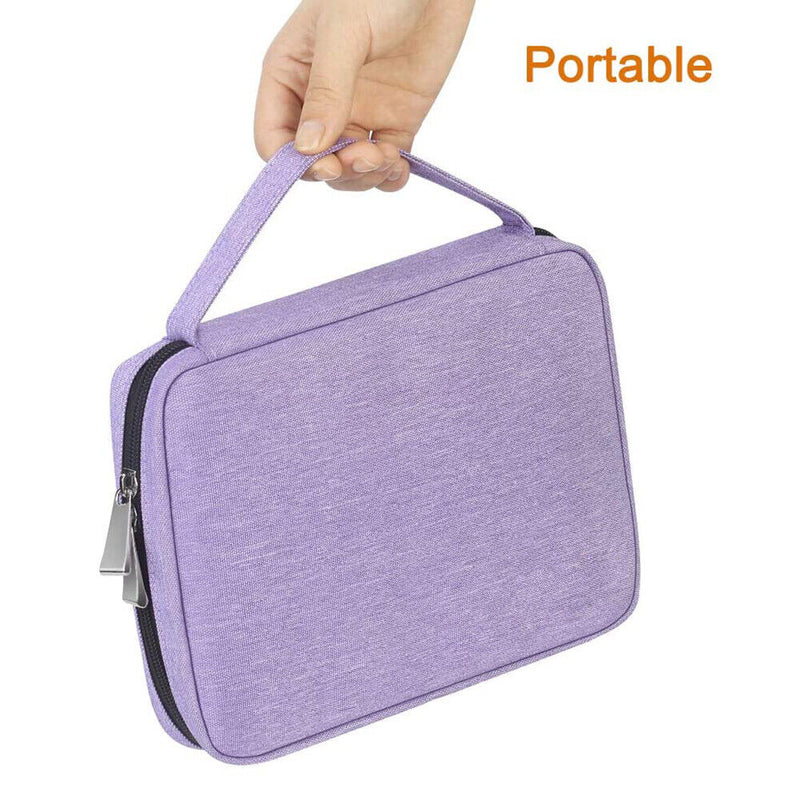 Portable Watch Band Organizer Storage Bag USB Cable Travel Handbag (Purple)