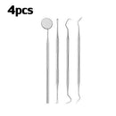 4PCS Set Probe Tweezer Hoe Dentist Tooth Care Kit Dental Mirror Prepared Tool