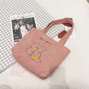 Girls Large Capacity Shoulder School Bag Corduroy Casual Top-handle Satchel Tote