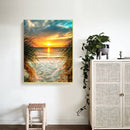 5D DIY Diamond Painting Beach Sunrise Round Drill Art Picture Rhinestone Deco
