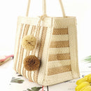 Summer Female Hand-woven Tote Bag Women Small Beach Sea Stripe Shopper Bag