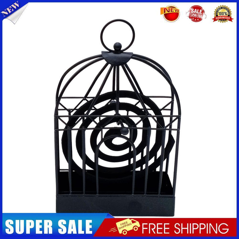 Birdcage Mosquito Repellent Incense Holder Wrought Iron Burner Rack (Black)