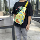 Children Cute Cartoon Print Nylon Chest Bags Mini Crossbody Bags (Yellow)