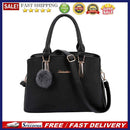 Large Capacity Women Pompom Sling Bag PU Handbag Girl Shoulder Bags (Black)