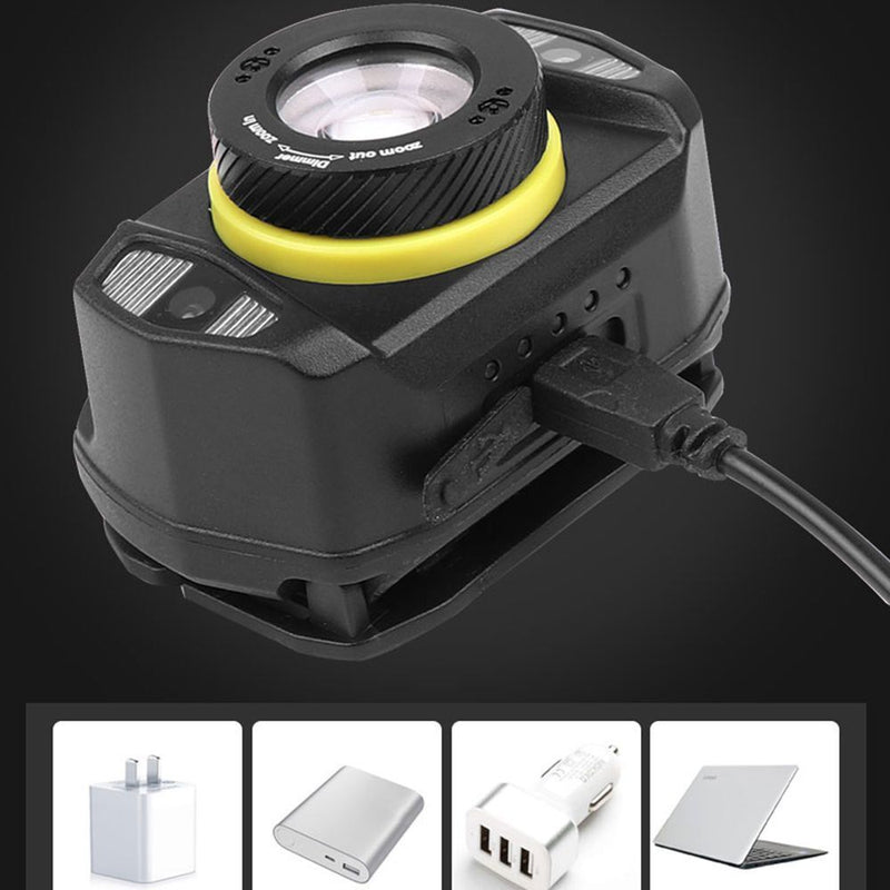 Zoom Glare Headlamp XPG+LED Glare Headlight Fishing Head Lamp USB Charging
