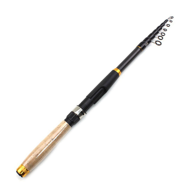 Ultra Short Telescopic Mini Spinning Fishing Rod Carbon Fiber Pole (2.4m)