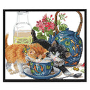 Partial Embroidery Cross Stitch Set Needlework Kit 14CT Lovely Kitty Artwork