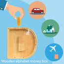 Creative Saving Box 26 English Alphabet Wooden Money Storage Box Jar (D) Newly
