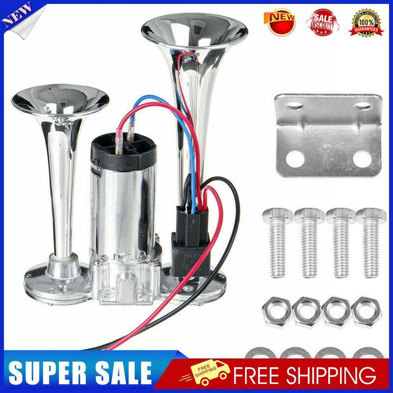 12V Waterproof Dual Trumpets Car Truck Boat 600dB Loud Air Compressor Horn